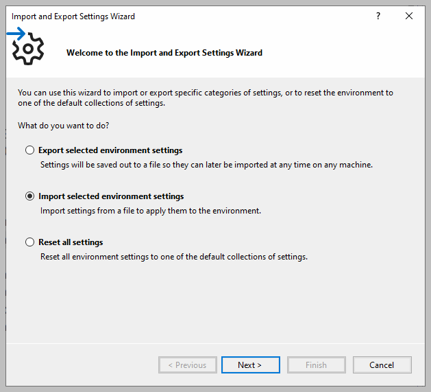 Import/Export Settings Wizard